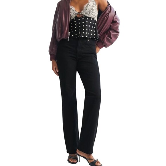 Abercrombie & Fitch 90's Relaxed Jean High Rise Curve Love Black Size 34s/18s - Picture 5 of 13